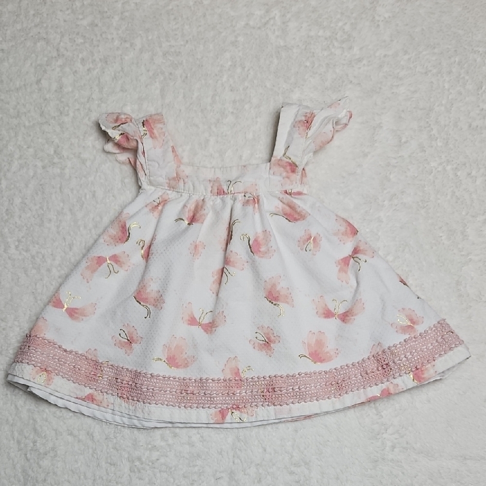 Catherine Malandrino Floral Pink and White Baby Dress Size 12 Months